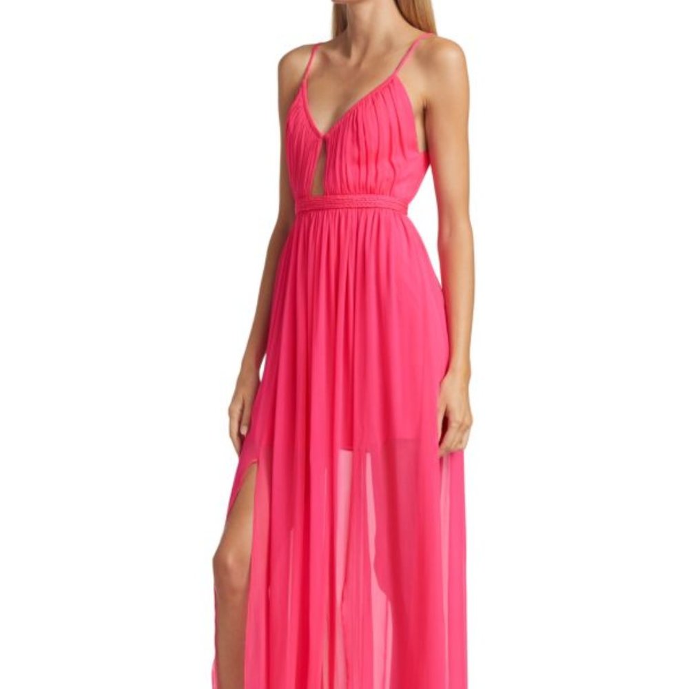 Alice & Olivia pink silk Cutout Maxi dress